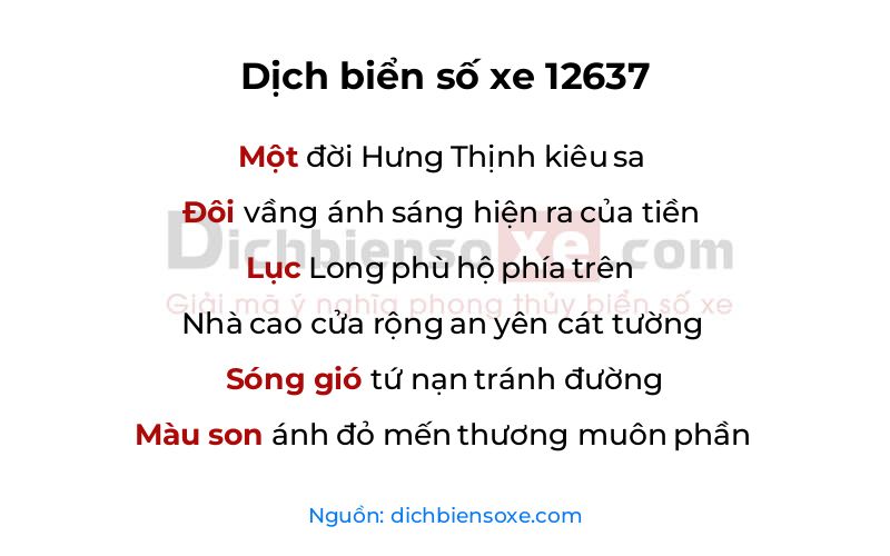 Dịch thơ biển số 12637