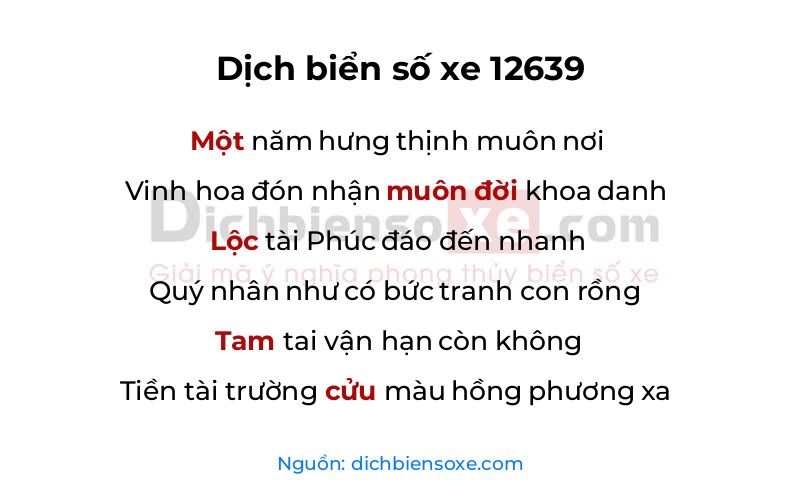 Dịch thơ biển số 12639