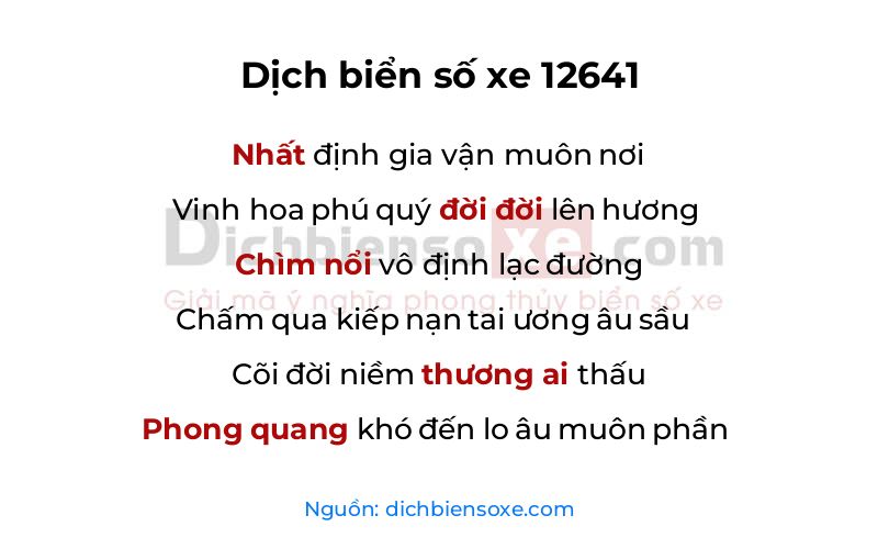 Dịch thơ biển số 12641