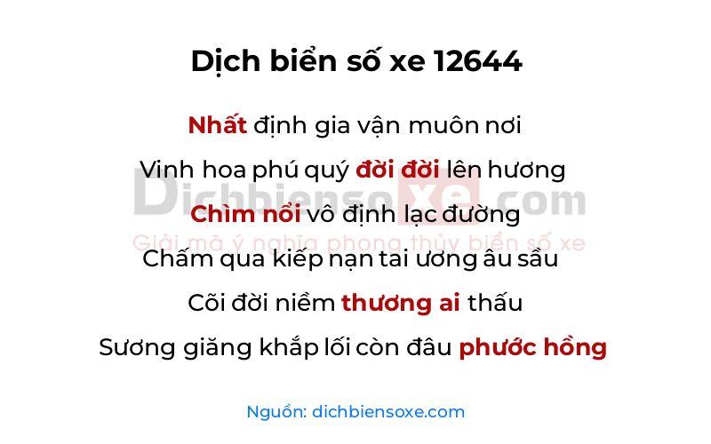 Dịch thơ biển số 12644