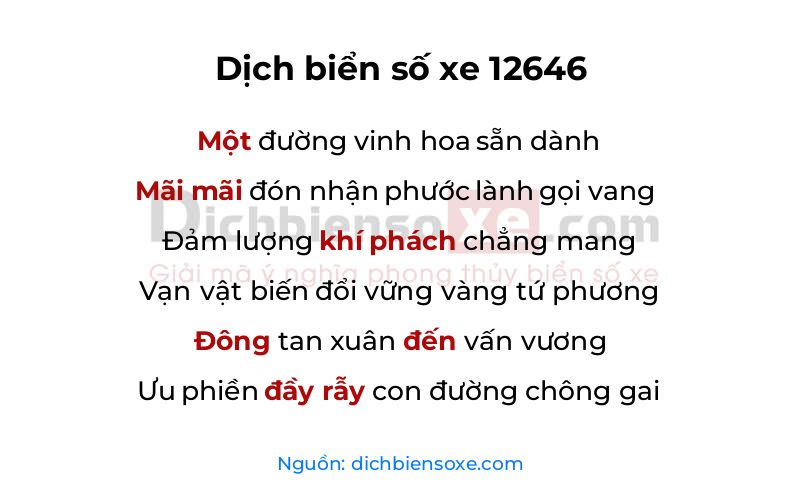 Dịch thơ biển số 12646