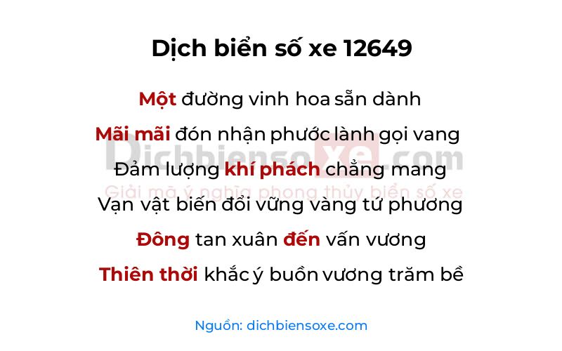 Dịch thơ biển số 12649