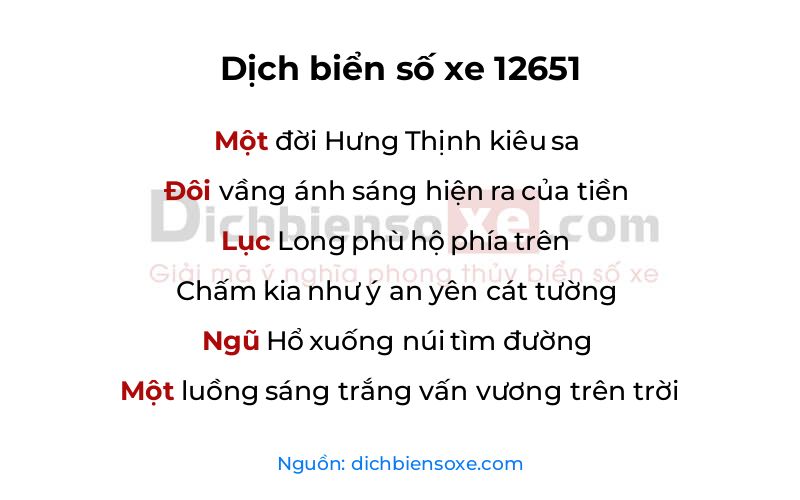 Dịch thơ biển số 12651