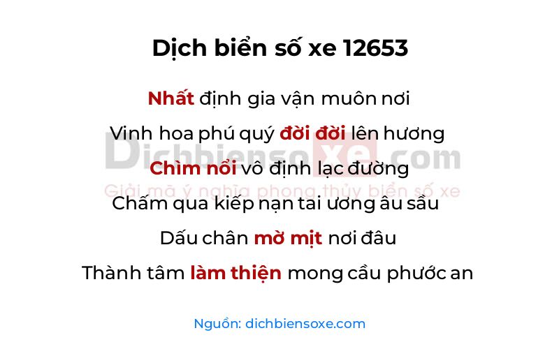 Dịch thơ biển số 12653