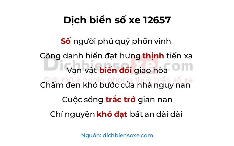 Dịch thơ biển số 12657