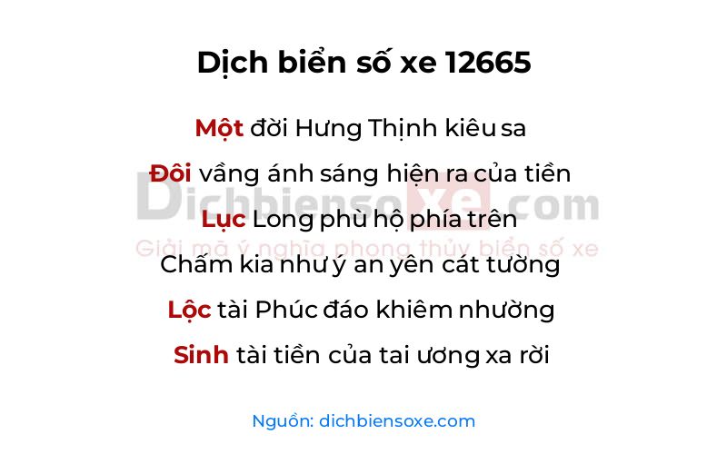Dịch thơ biển số 12665