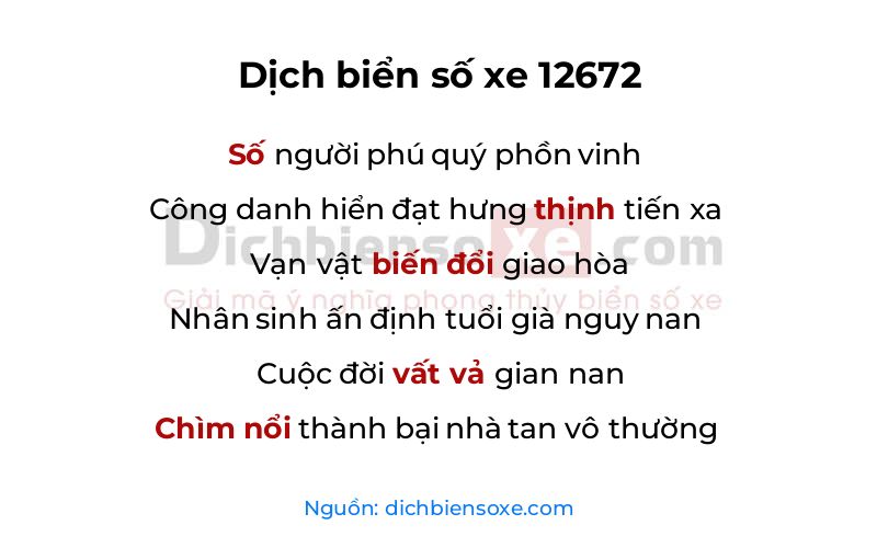 Dịch thơ biển số 12672