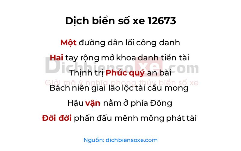 Dịch thơ biển số 12673