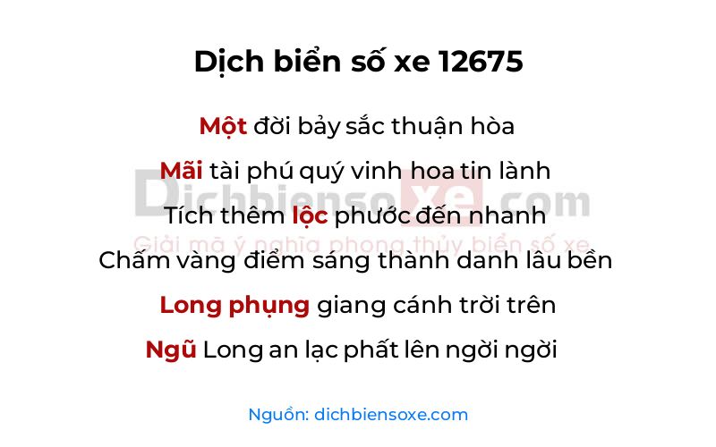 Dịch thơ biển số 12675