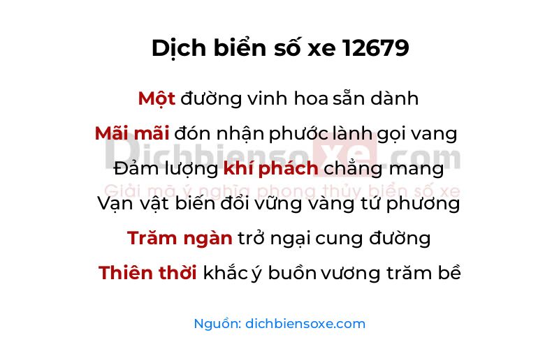 Dịch thơ biển số 12679
