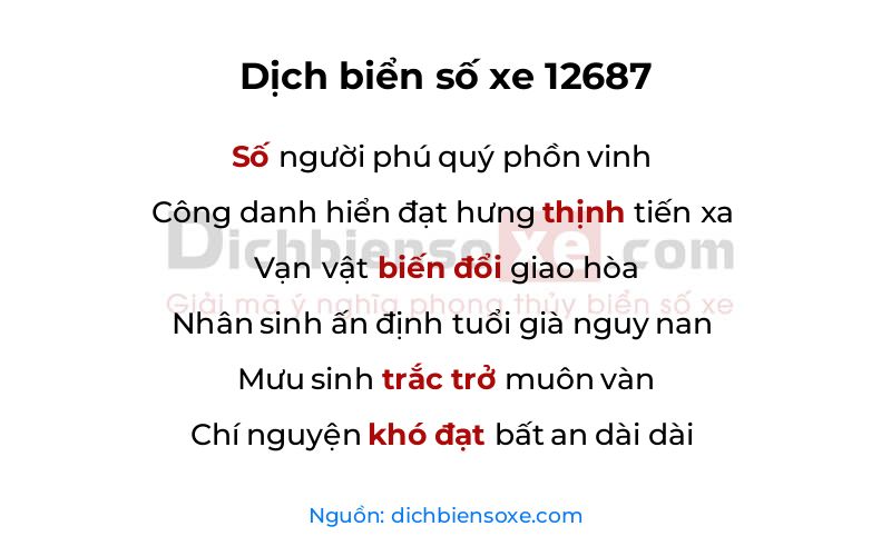 Dịch thơ biển số 12687