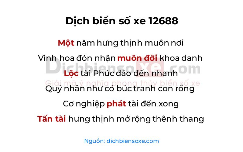 Dịch thơ biển số 12688