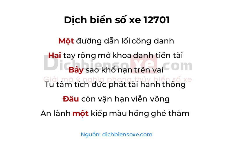 Dịch thơ biển số 12701