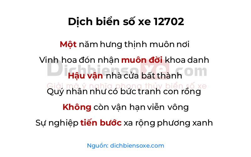 Dịch thơ biển số 12702