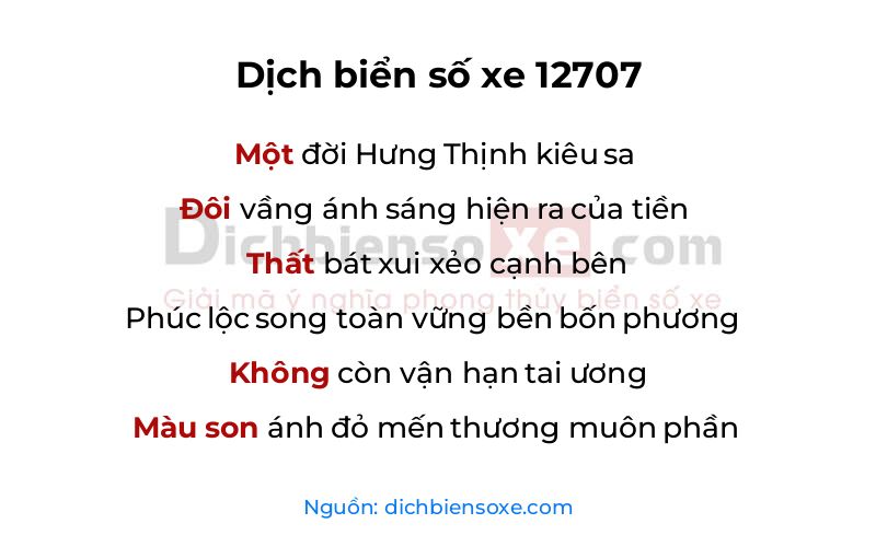 Dịch thơ biển số 12707