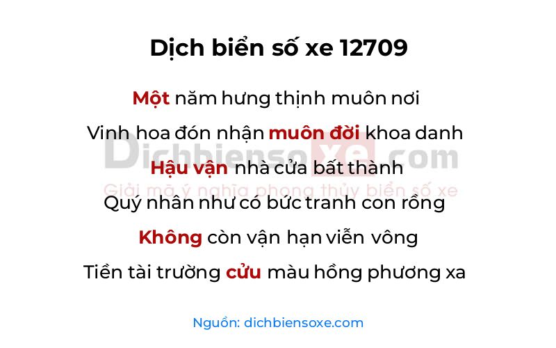 Dịch thơ biển số 12709