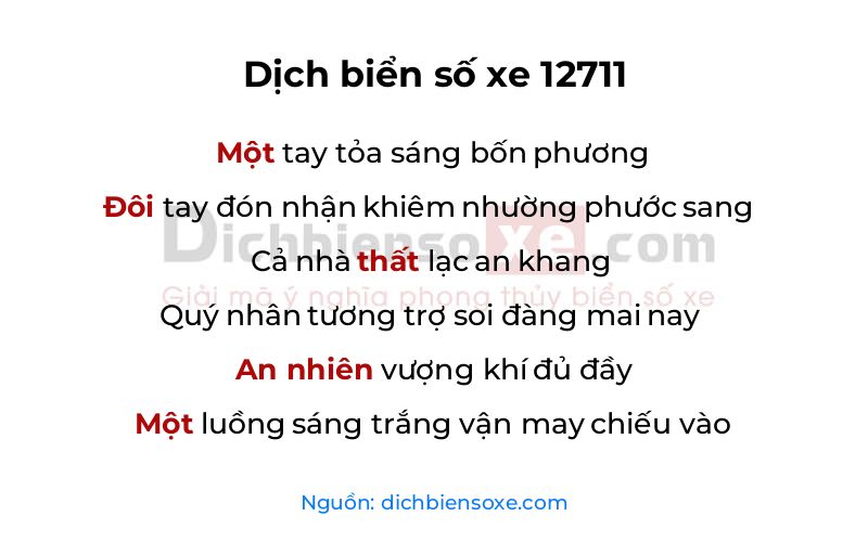 Dịch thơ biển số 12711