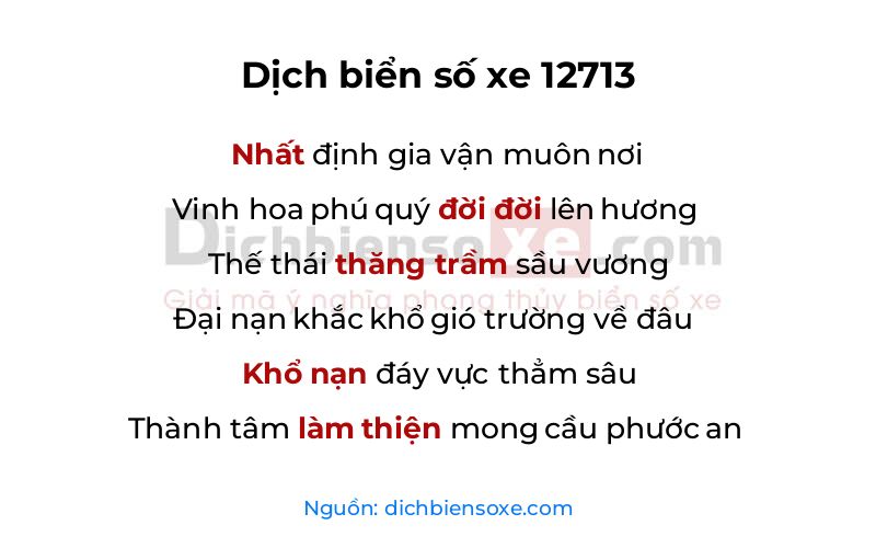 Dịch thơ biển số 12713