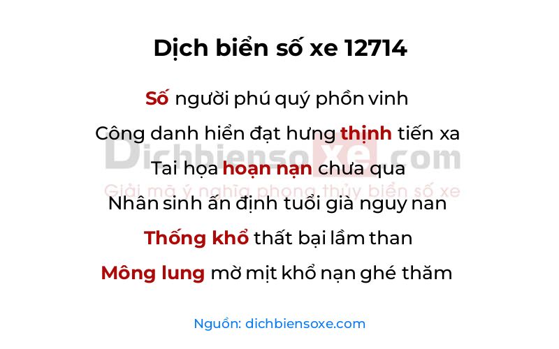 Dịch thơ biển số 12714