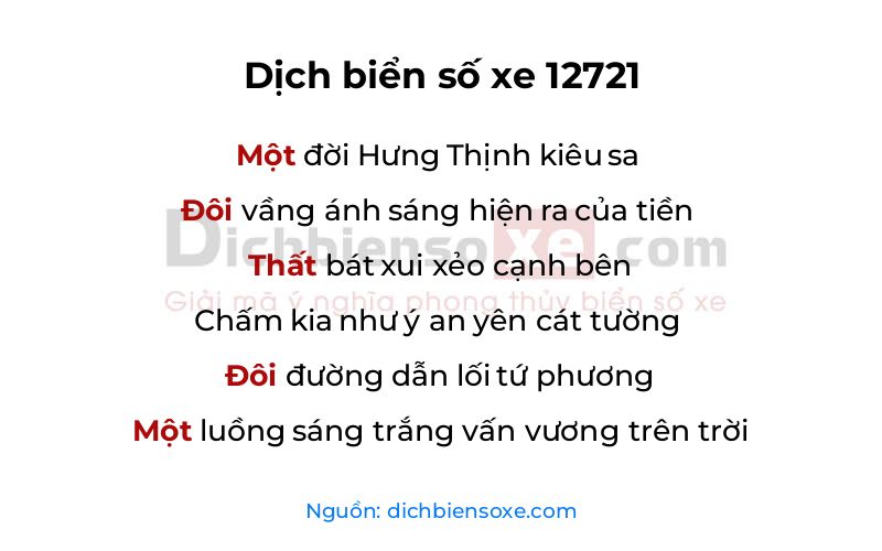 Dịch thơ biển số 12721
