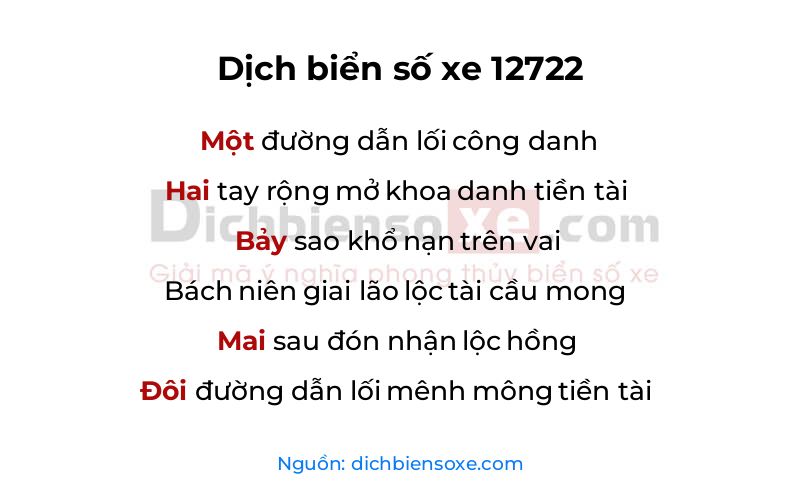 Dịch thơ biển số 12722