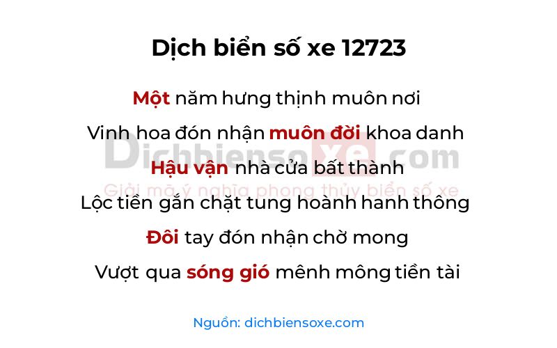Dịch thơ biển số 12723