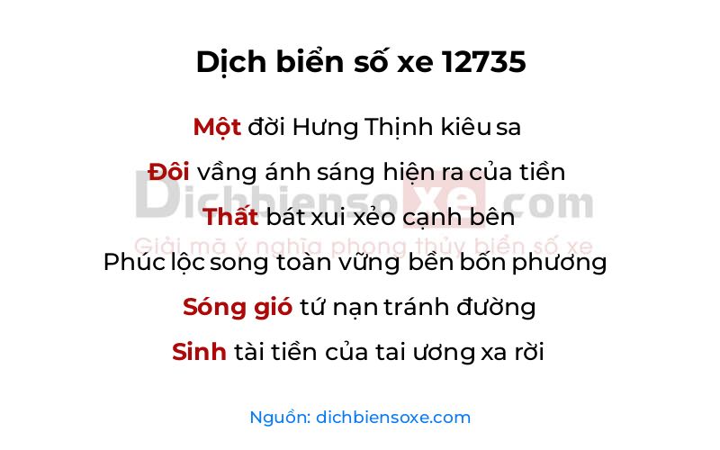 Dịch thơ biển số 12735