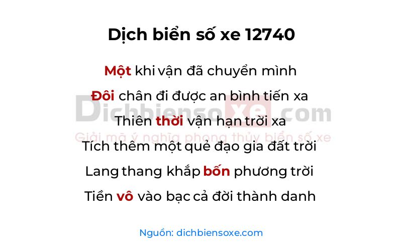 Dịch thơ biển số 12740