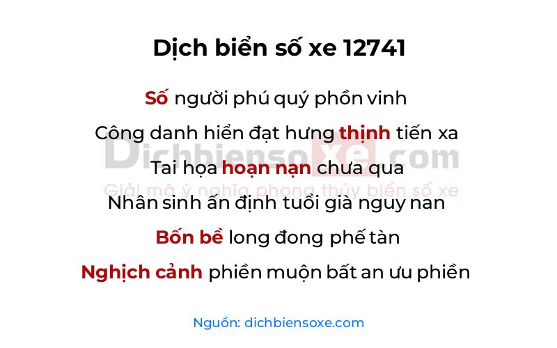 Dịch thơ biển số 12741