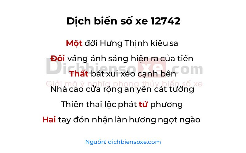 Dịch thơ biển số 12742
