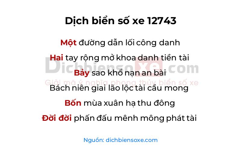 Dịch thơ biển số 12743