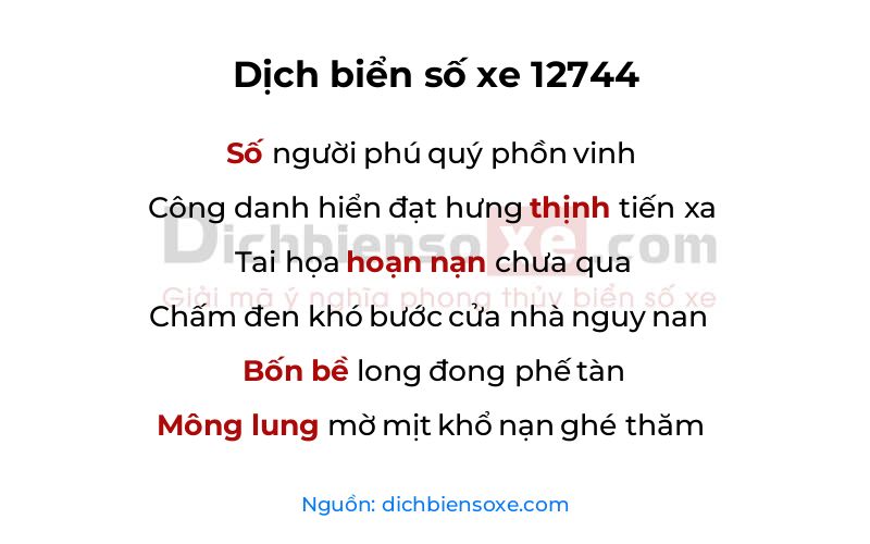 Dịch thơ biển số 12744