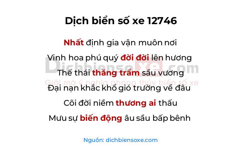 Dịch thơ biển số 12746