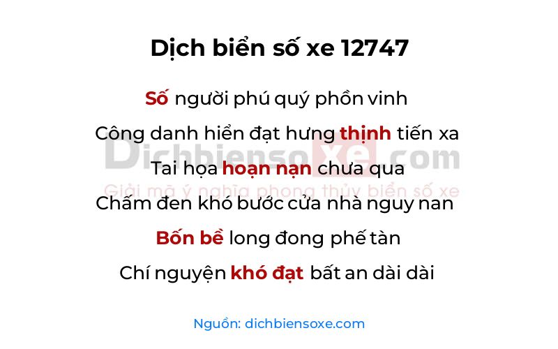 Dịch thơ biển số 12747