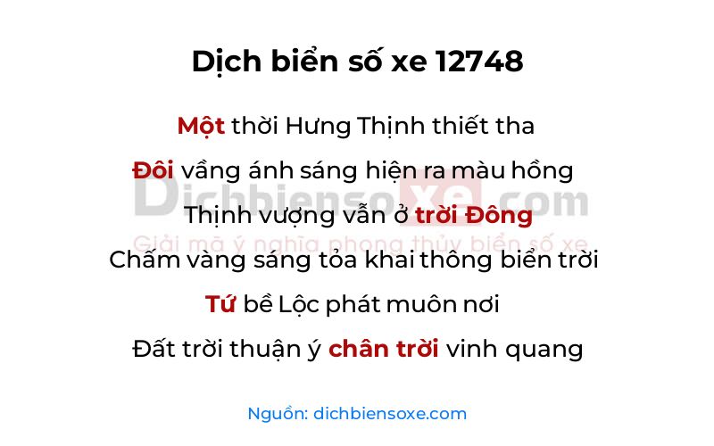 Dịch thơ biển số 12748