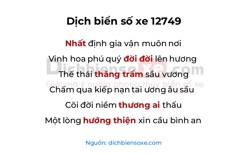 Dịch thơ biển số 12749