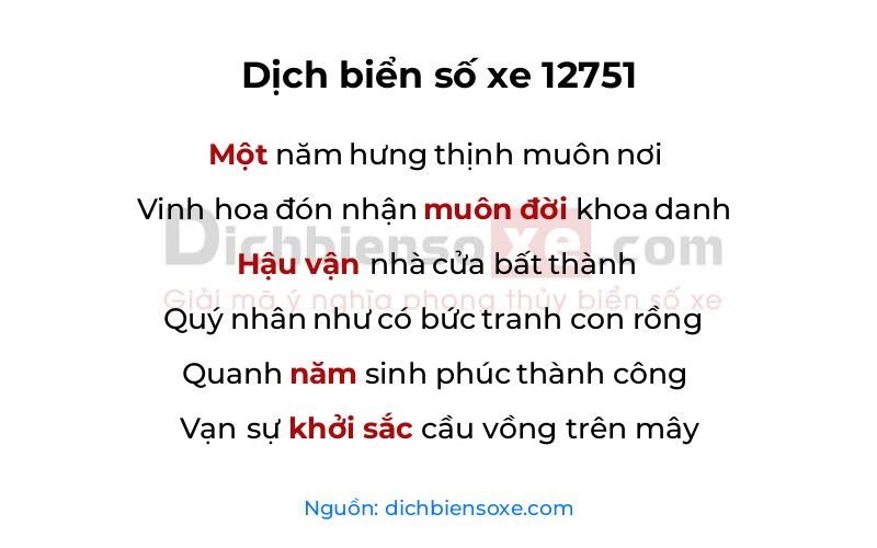 Dịch thơ biển số 12751