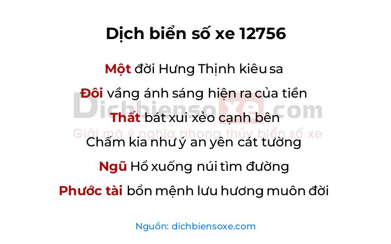 Dịch thơ biển số 12756