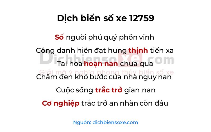 Dịch thơ biển số 12759