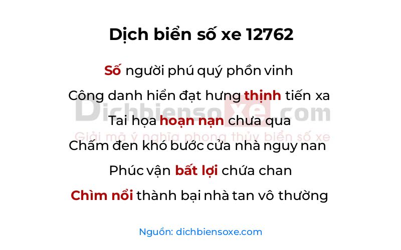 Dịch thơ biển số 12762