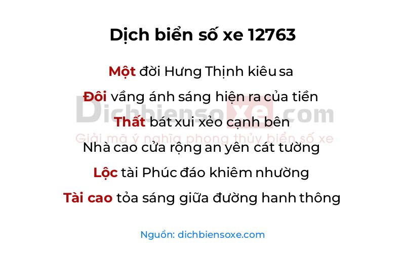 Dịch thơ biển số 12763