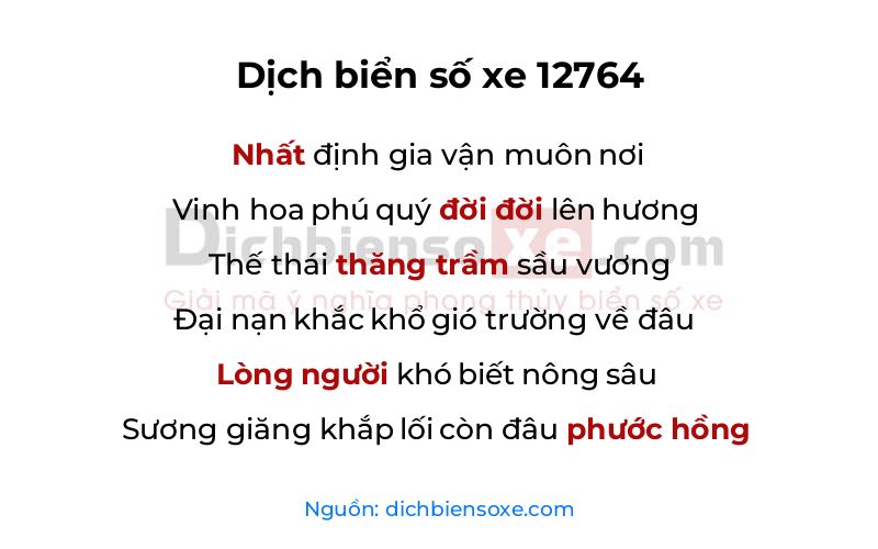 Dịch thơ biển số 12764