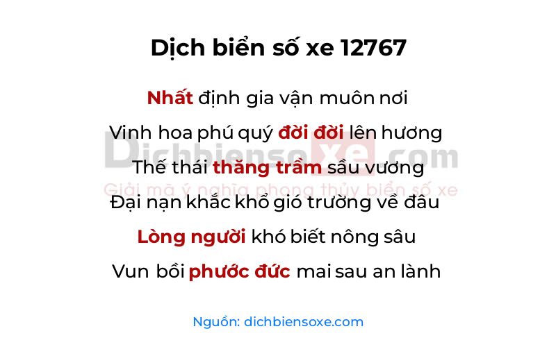 Dịch thơ biển số 12767