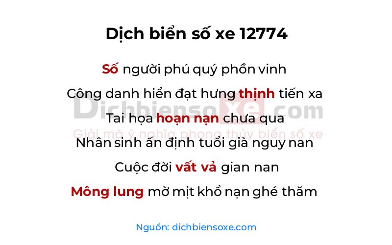 Dịch thơ biển số 12774