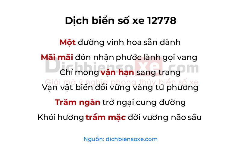 Dịch thơ biển số 12778
