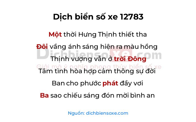 Dịch thơ biển số 12783