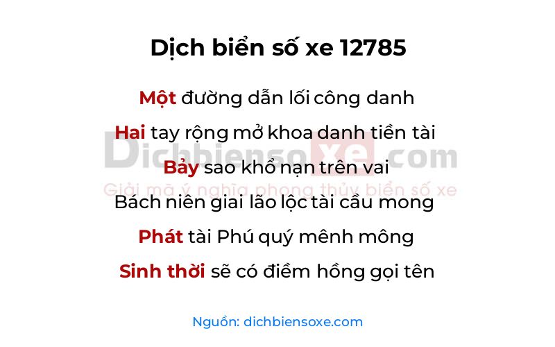 Dịch thơ biển số 12785