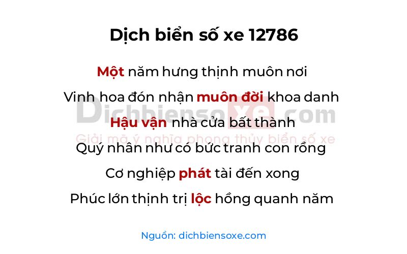 Dịch thơ biển số 12786
