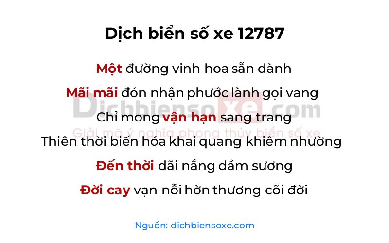 Dịch thơ biển số 12787