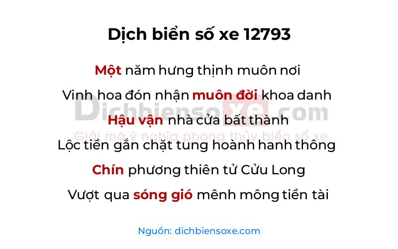 Dịch thơ biển số 12793